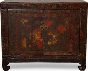 Fine Asianliving Antico armadio cinese dipinto a mano L90xP38xH78cm Armadio cinese Armadio nuziale cinese Mobili orientali Mobili asiatici
