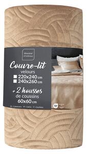 Set con copriletto e federa marrone chiaro in velluto 240x260 cm Solange – douceur d'intérieur