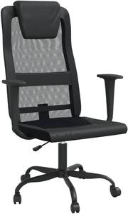 Silecomplaza, sedia da ufficio regolabile in altezza, nera, sedia ergonomica da scrivania con braccioli e poggiatesta, sedia girevole in rete e ecopelle, ideale per l'ufficio domestico e l'ufficio