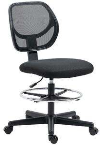 Vinsetto Sedia da ufficio con seduta alta in mesh altezza regolabile 50-70 cm con poggiapiedi girevole 360° nero