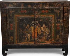 Fine Asianliving Antico armadio cinese dipinto a mano L88xP38xH76cm Armadio cinese Armadio nuziale cinese Mobili orientali Mobili asiatici
