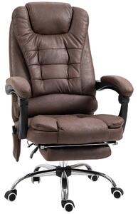 Poltrona da Ufficio 65x70x111-119 cm con Telecomando e 6 Punti di Massaggio in Microfibra Marrone