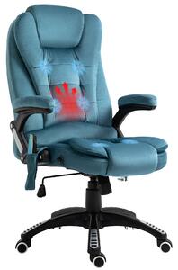 Vinsetto Poltrona da ufficio massaggiante e riscaldante, sedia da ufficio, sedia ergonomica con altezza regolabile, schienale reclinabile e telecomando filare, girevole a 360° tessuto di poliestere blu