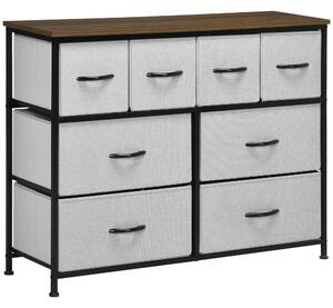 HOMCOM Cassettiera 8 cassetti mobile da archiviazione cassetto in tessuto pieghevole - struttura in acciaio nero - 100 x 30 x 78 cm