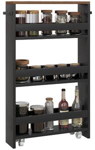 HOMCOM Carrello portaoggetti su ruote 3 livelli di archiviazione e maniglia, dim. 51,5l x 13P x 80H cm