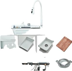 Rubinetto da cucina, display digitale, regolazione della temperatura, bianco 75X45