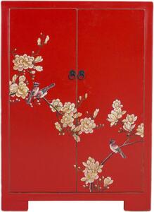 Fine Asianliving Armadio cinese Fiori rossi dipinti a mano W80xD35xH99cm Armadio cinese Armadio per matrimoni cinese Mobili orientali Asiatici