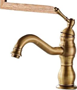 Rubinetto per lavabo, ottone, cromato, antico corto