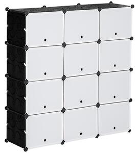 HOMCOM Mobile da utilità Mobile per scarpe componibile 12 scomparti con porte e mensole - dim. 125L x 32l x 125H cm - nero