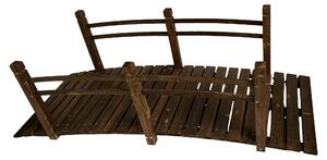 Ponte da giardino Relaxdays, con ringhiera, in legno di abete, per laghetto da giardino, A x L x P: 58 x 185 x 72 cm, 200 kg, ponte in legno, marrone