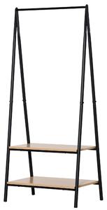 HOMCOM Stand appendiabiti guardaroba stile contemporaneo triangolare dim. 64L x 43l x 149H cm 2 ripiani MDF legno chiaro acciaio nero
