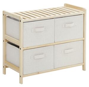 HOMCOM Comò in tessuto mobiletto con 4 cassetti pieghevoli in tessuto di lino stile elegante per camera da letto ufficio soggiorno 59 x 28 x 50 cm legno naturale beige