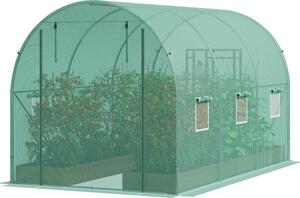 Tunnel serra Serra fredda Casa del pomodoro 345x195x192 cm - Telaio zincato verde - Copertura in PE - Design walk-in - Possibilità di ventilazione