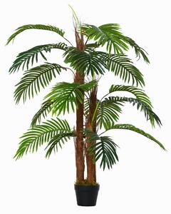 Outsunny Palmare Artificiale Altezza 1,2 m Albero Artificiale Tronco Ramificazioni Muschio Lichene Foglie Grande realismo Vaso Incluso