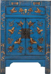 Fine Asianliving Armadio cinese blu farfalle dipinto a mano L58xP37xH85cm Armadio cinese Armadio nuziale cinese Mobili orientali Mobili asiatici