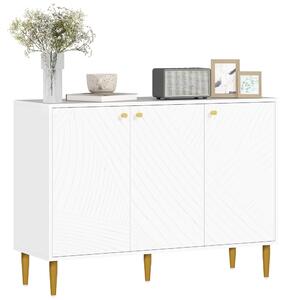 HOMCOM Mobiletto mobile da archiviazione con 2 armadi 3 porte ripiani regolabili piedini dorati in acciaio 107 x 35 x 77 cm bianco