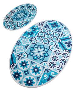 Set di tappetini per il bagno blu 2 pz 60x100 cm Ceramic – Foutastic