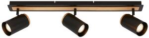 Briloner DUTA Plafoniera, orientabile, attacco GU10, 3 luci, legno nero, 70 x 14,5 cm