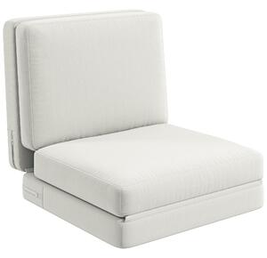HOMCOM Divano convertibile 1 posto poltrona pigra divano letto in velluto per ospiti, salotto, 75 x 268 x 18 cm, crema