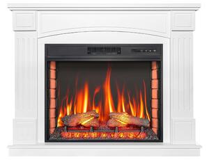 ArtiFlame Camino elettrico da appoggio con funzione riscaldante BOSTON AF28S LED, 12 livelli di riscaldamento, timer, effetto fiamma realistico, 3 livelli di luminosità, telecomando, bianco