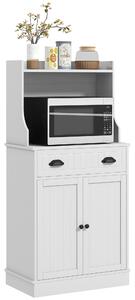 HOMCOM Mobile armadio microonde per cucina con spazio aperto 1 cassetto e armadio 2 porte 61 x 35 x 125,4 cm bianco