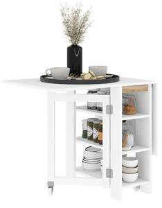 HOMCOM Tavolo Pieghevole Pranzo con 2 Ribalte e Ripiani Espandibile per 4 Persone, 120x60x75 cm, Bianco | Aosom Italy