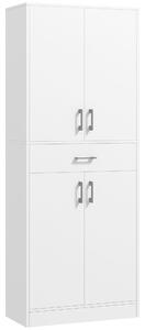 Credenza Cucina Alta con 2 Armadietti e un Cassetto Centrale 70,8x34x180 cm in MDF Bianco