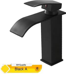 Rubinetto per lavabo, montato a soffitto, monocomando, stile contemporaneo, nero opaco corto