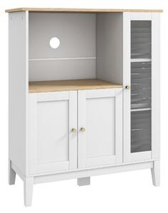 HOMCOM Mobile armadio per microonde per cucina con 1 nicchia, 3 porte passacavi 80 x 35 x 97 cm bianco e look in legno