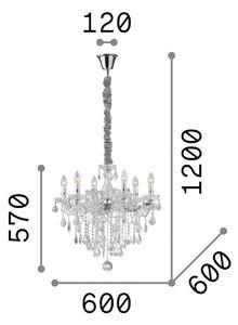 IDEAL LUX Lampadario di cristallo Florian, dimmerabile, Cromo / Argento, Soggiorno / Sala da pranzo, Vetro, Lampadario di cristallo