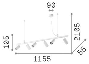 IDEAL LUX Lampada a sospensione Dynamite, Nero, Soggiorno / Sala da pranzo, Metallo, Moderno, Lampada a sospensione