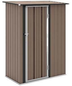 Outsunny Casetta da Giardino in Acciaio con Porta con Chiavistello, 143x89x186cm, Marrone