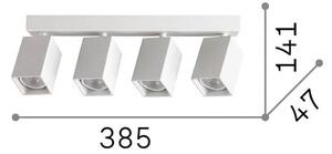 IDEAL LUX Faretto da soffitto Dynamite Square in ottone 38 cm a 4 luci, Ottone / Oro, Soggiorno / Sala da pranzo, Metallo, Moderno, Downlight