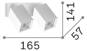 IDEAL LUX Faretto da parete Dynamite Square nero 16,5 cm a 2 luci, Nero, Soggiorno / Sala da pranzo, Metallo, Moderno, Faretto alogeno