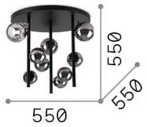 IDEAL LUX Plafoniera soffitto Perlage, Nero, Soggiorno / Sala da pranzo, Metallo, Plafoniera