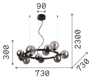 IDEAL LUX Lampada a sospensione Perlage, ottone/ambra, 11 bracci, Ø 73 cm Perlage, Ottone / Oro, Soggiorno / Sala da pranzo, Metallo
