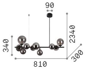 IDEAL LUX lampada a sospensione Perlage, lunghezza 81 cm, ottone/ambra, 10 Perlage, Ottone / Oro, Soggiorno / Sala da pranzo, Metallo