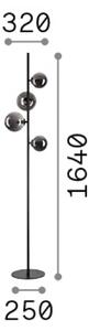 IDEAL LUX Lampada da terra Perlage, Ottone / Oro, Soggiorno / Sala da pranzo, Metallo, Lampada da terra