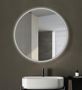 Specchio da bagno con illuminazione rotonda TALOS LED CESA Shine in nero opaco Ø60 cm - luce d'ambiente retroilluminata a 360° in bianco neutro - adatto a locali umidi grazie alla cornice in alluminio