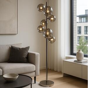 Brilagi - Lampada da terra LED MILLA 7xG9/3W/230V nero cromato/vetro fumé