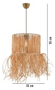 Lampada a sospensione con cavo NESS 1xE27/40W/230V in rafia
