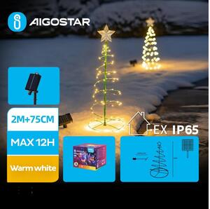 Aigostar - Decorazione natalizia solare a LED/0,26W/3,7V 75cm IP65 bianco caldo