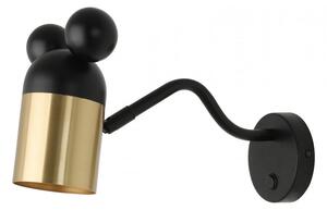 Lampada da parete in nero e oro ø 8 cm Mouse - GTV