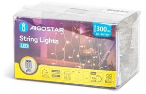 Aigostar - Catena LED natalizia da esterno 300xLED/8 funzioni 3xAA 6x2m IP44 bianco caldo