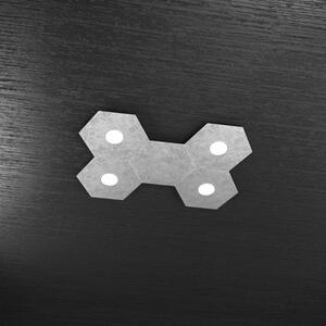 Hexagon applique-plafoniera 4 luci + 1 decorativo foglia argento 11