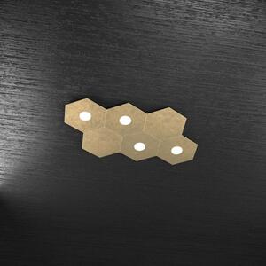 Hexagon applique-plafoniera 4 luci + 2 decorativo foglia oro 1142-4