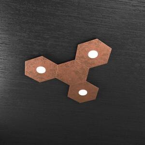 Hexagon applique-plafoniera 3 luci + 1 decorativo foglia rame 1142-