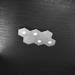 Hexagon applique-plafoniera 4 luci + 2 decorativo foglia argento 11