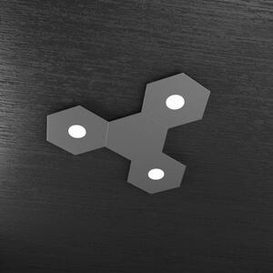 Hexagon applique-plafoniera 3 luci + 1 decorativo grigio antracite 