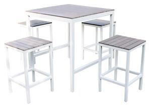 TAURUS - set tavolo bar completo con 4 sgabelli in alluminio